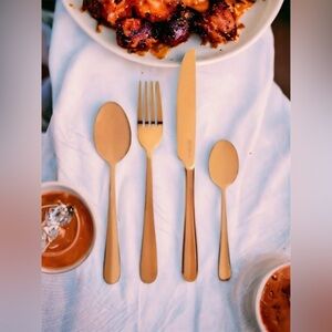 Medici Rose Gold Stainless Steel Flatware Set 16 Pieces New